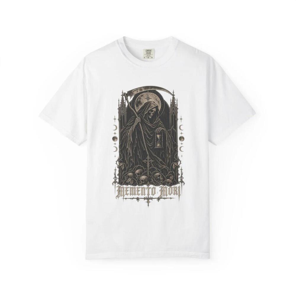 Memento Mori Reaper Illustration T-Shirt Gothic Skull Death Artwork